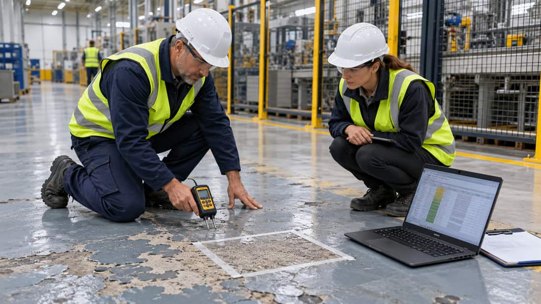 Ảnh minh họa khảo sát nền và lớp phủ cũ trước khi lập dự toán