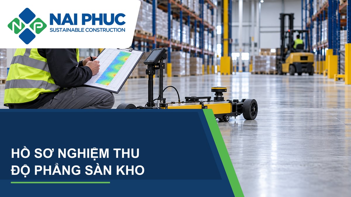 Ảnh minh họa kỹ sư đo kiểm độ phẳng sàn kho