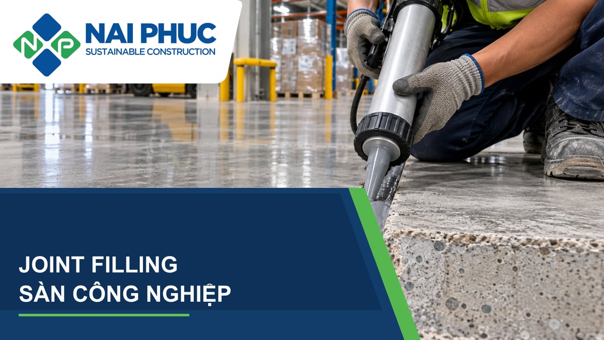 Ảnh minh họa công tác chèn khe sàn công nghiệp trên tuyến xe nâng
