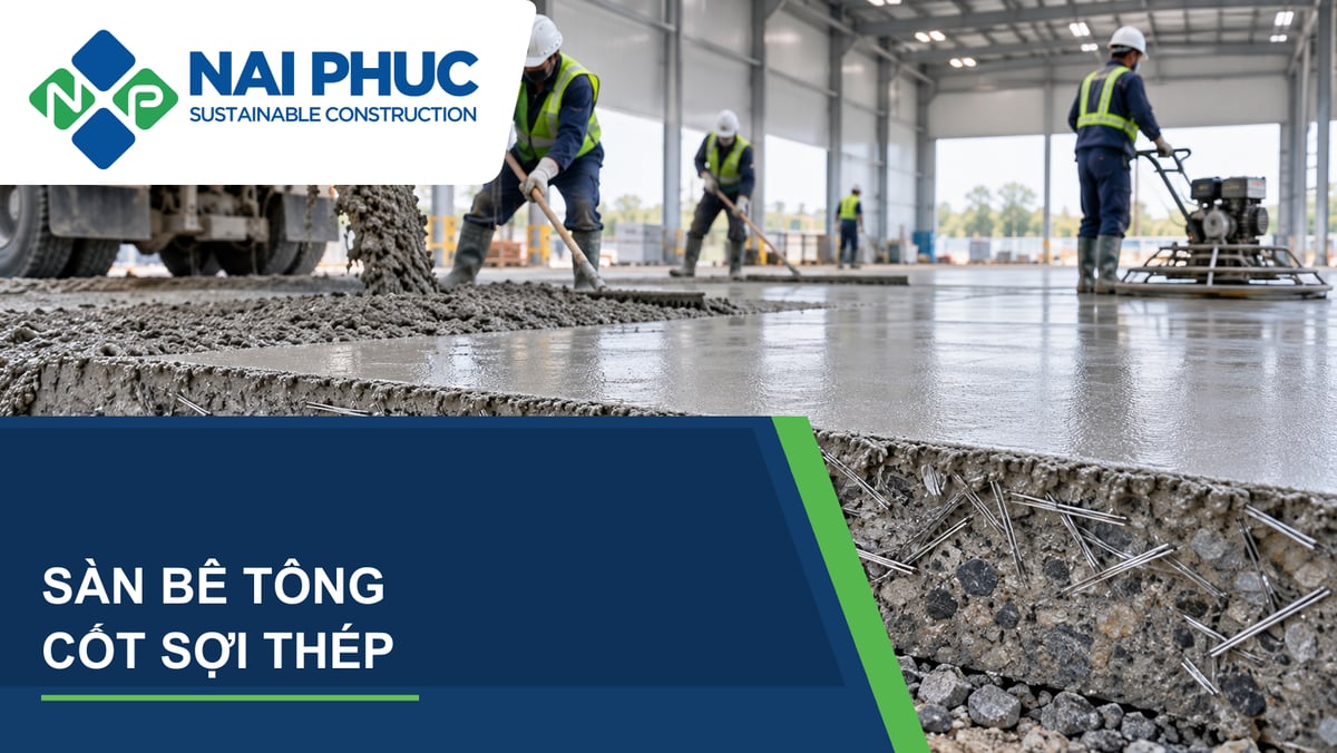Ảnh minh họa bê tông cốt sợi thép được đổ cho sàn nhà xưởng