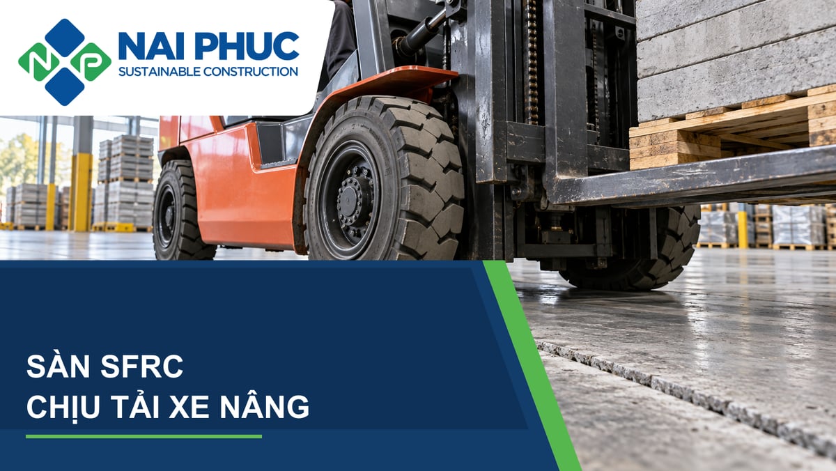 Ảnh minh họa xe nâng chạy trên sàn bê tông cốt sợi thép SFRC