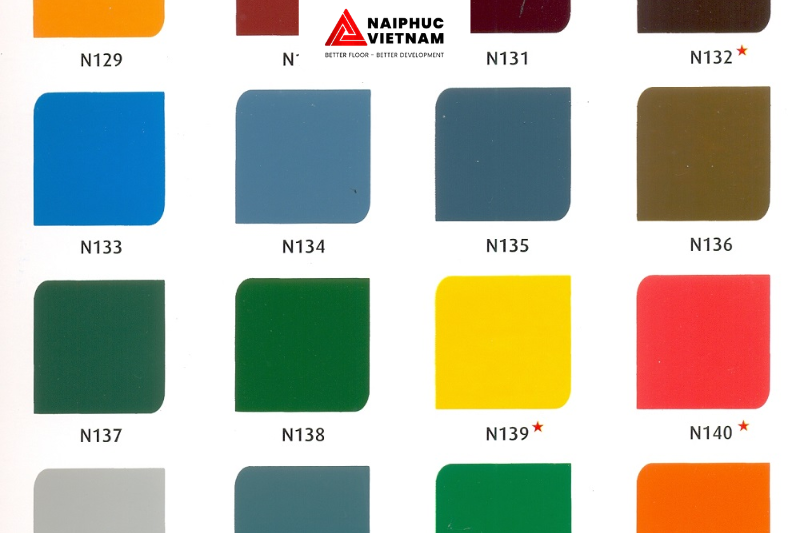 Mẫu màu sơn epoxy đa dạng cho khách hàng lựa chọn